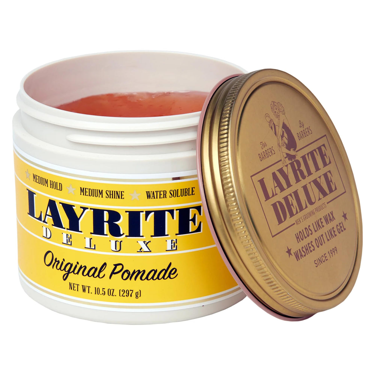 Layrite texture close-up of creamy pomade, easy-to-spread consistency benefit