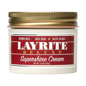 Layrite Supershine Cream front jar showing label and size for polished styling