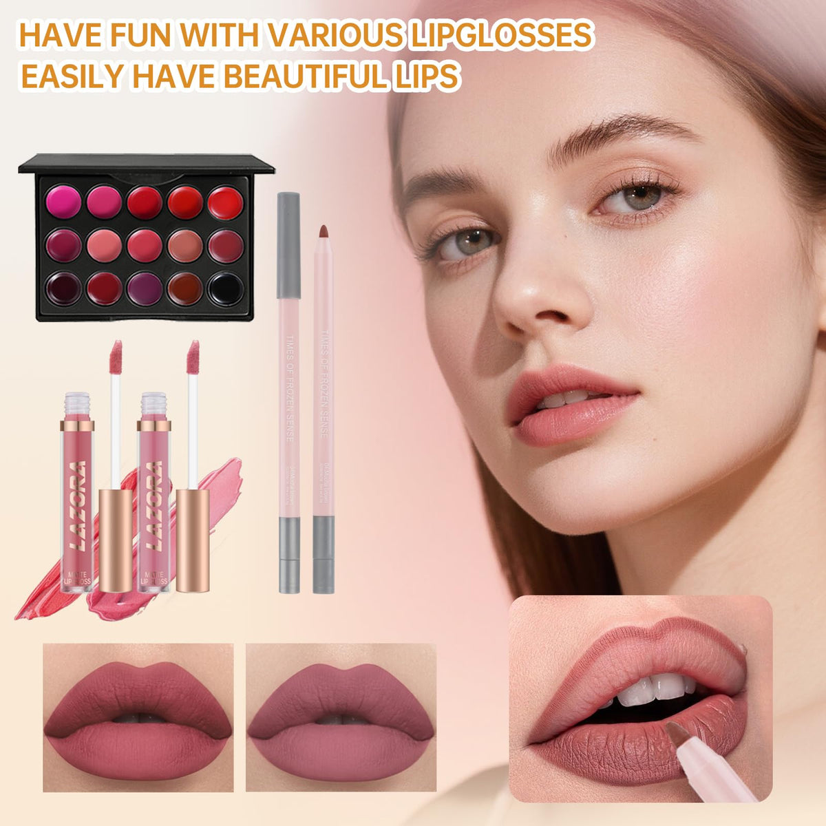 LAZORA closeup eyeshadow texture highlighting blendable pigments