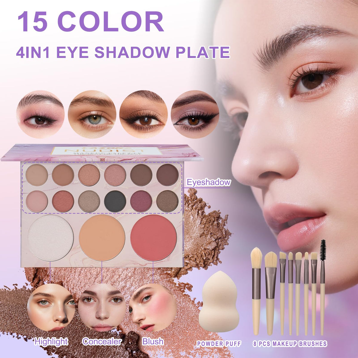 LAZORA eyeshadow close-up highlighting pigment texture and blendable payoff for easy application