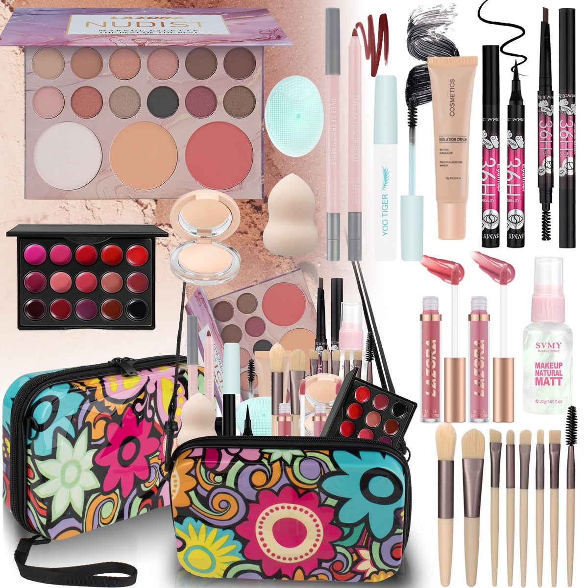 LAZORA front packaging showing complete gift set and neat storage benefit