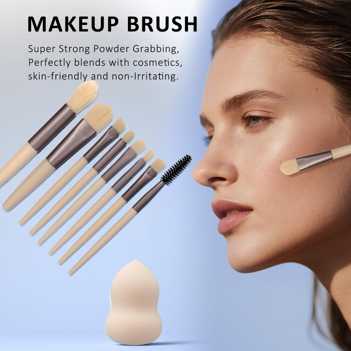 LAZORA lifestyle application: model using kit for travel-ready touch-ups and convenience