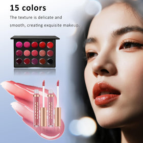 LAZORA lip palette and glosses showing color range for day-to-night finishes