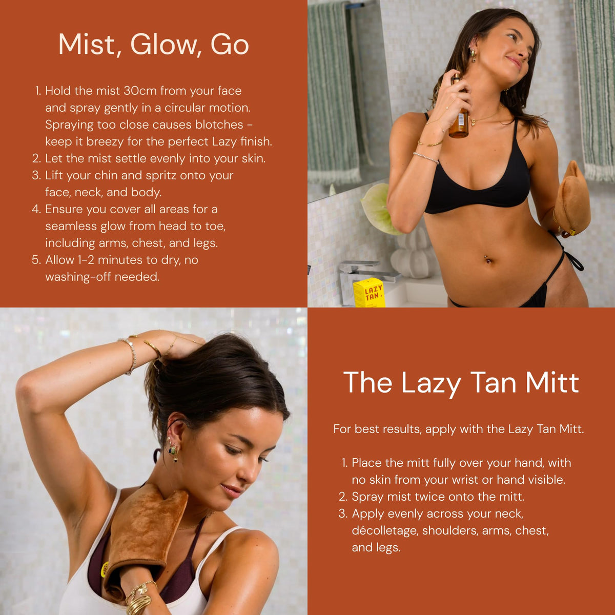 Lazy Tan being applied to face showing gentle, non-irritating formula