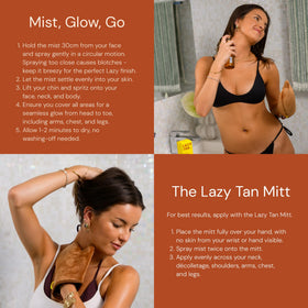 Lazy Tan being applied to face showing gentle, non-irritating formula