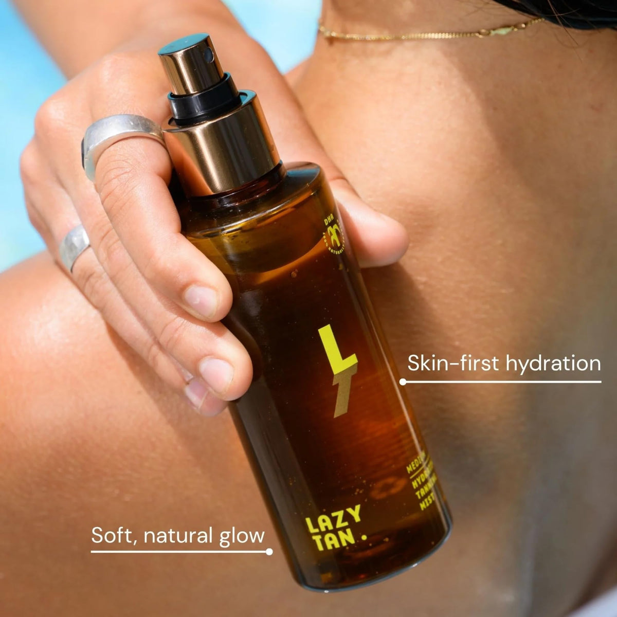 Lazy Tan on bathroom vanity in lifestyle scene boosting confidence