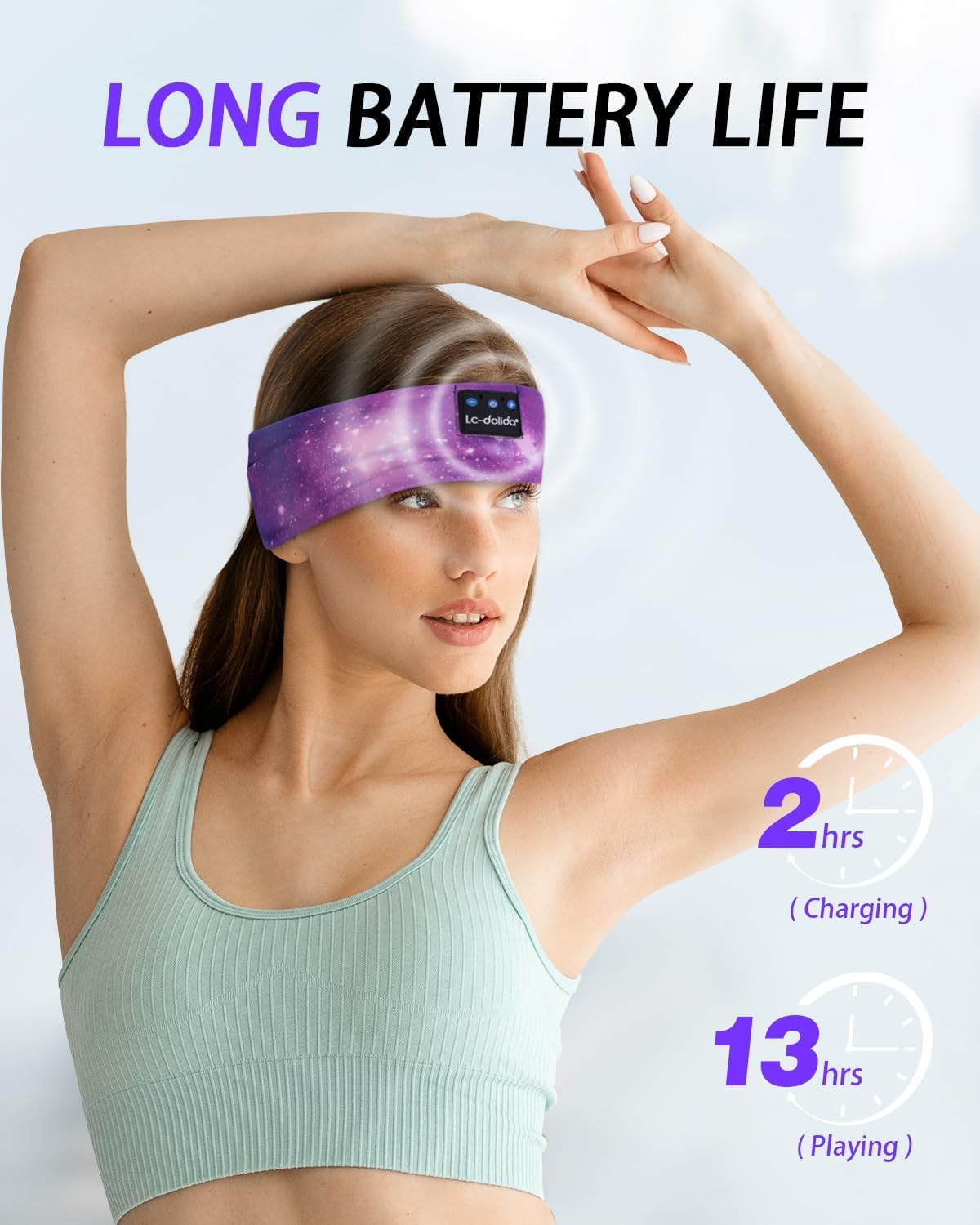 LC-dolida headband on runner illustrating secure fit and movement