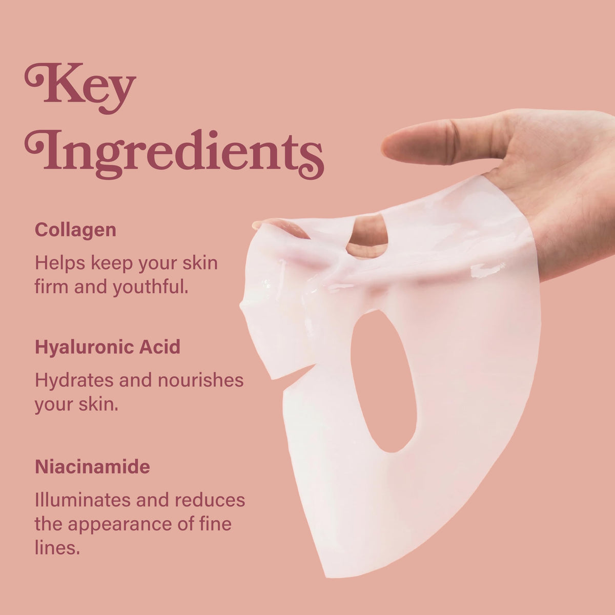 LE GUSHE mask on model demonstrating snug fit and even serum delivery