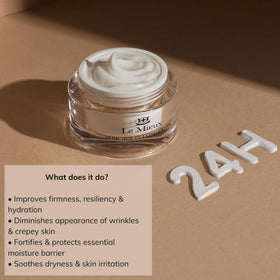 Le Mieux cream texture close-up highlighting rich hydrating finish