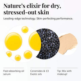 Le Mieux dropper dispensing golden serum, demonstrates smooth non-greasy texture