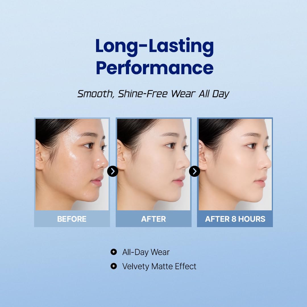 Le' Nubele visible before and after foundation set with minimized pores benefit