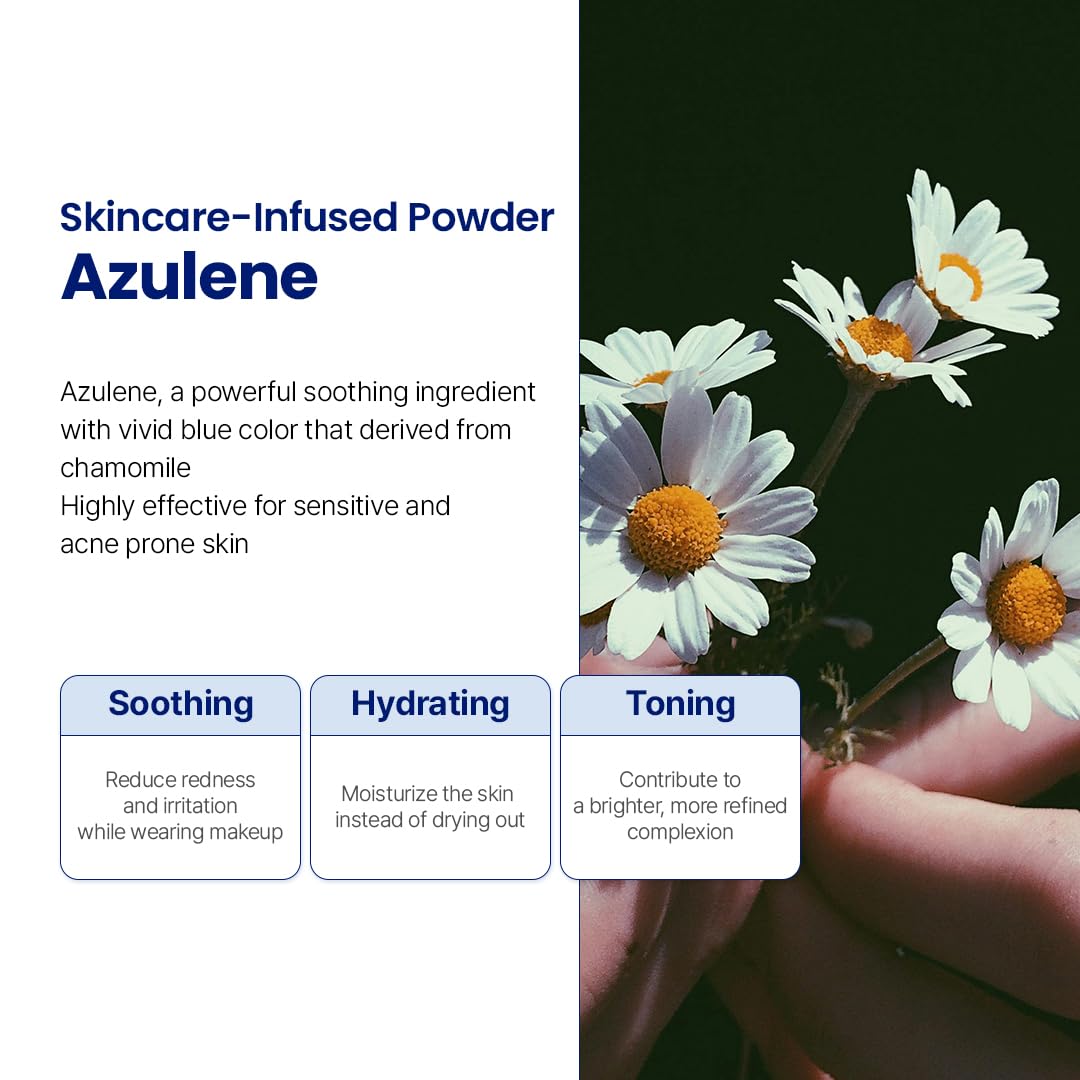Le' Nubele azulene ingredient shot emphasizing soothing, calming benefit