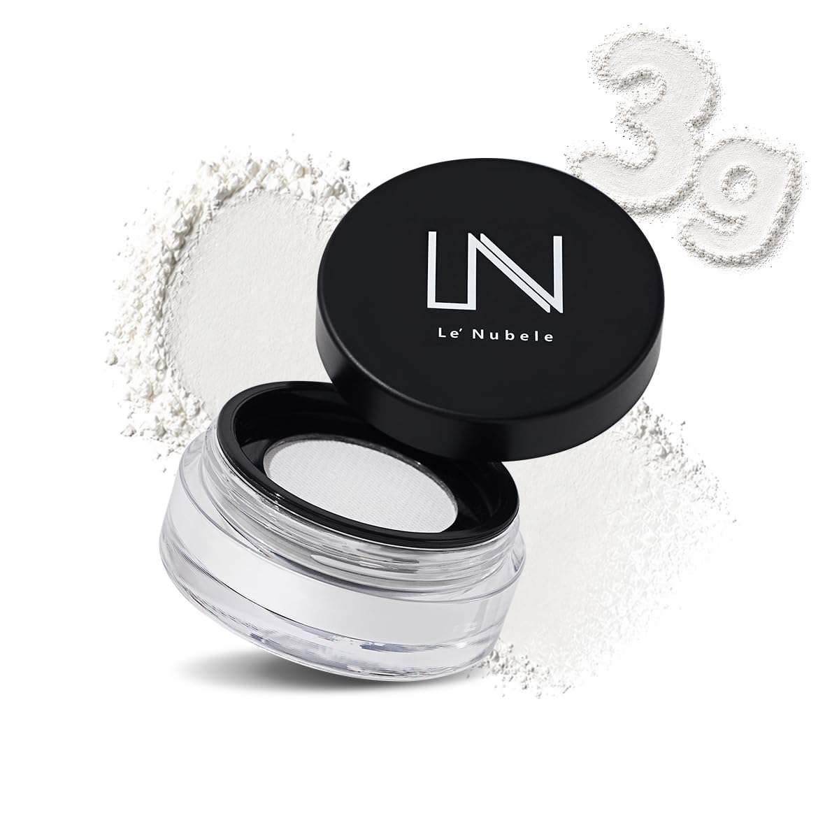Le' Nubele front packaging view shows compact travel-ready powder and portability