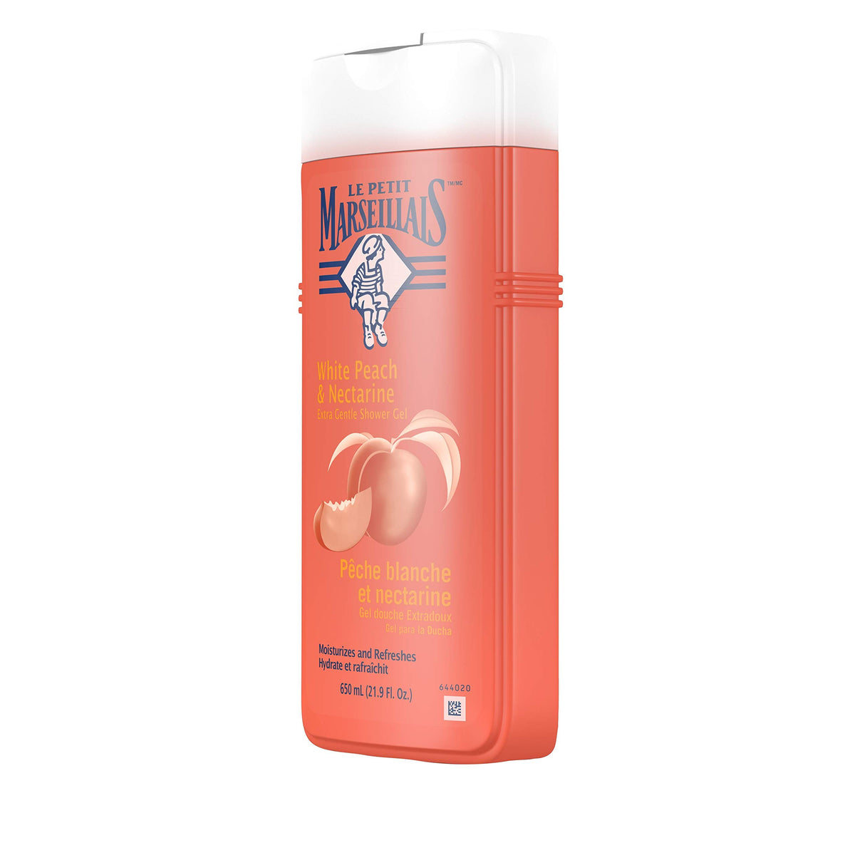 Le Petit Marseillais close-up of white peach and nectarine scent details highlighting natural aroma