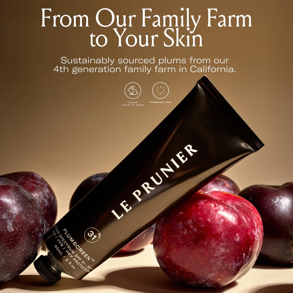 Le Prunier ingredients label highlighting Plum Superfruit Complex