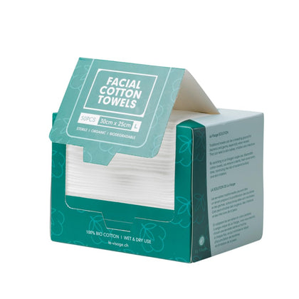Le Visage front packaging showing 50 towels and brand benefits
