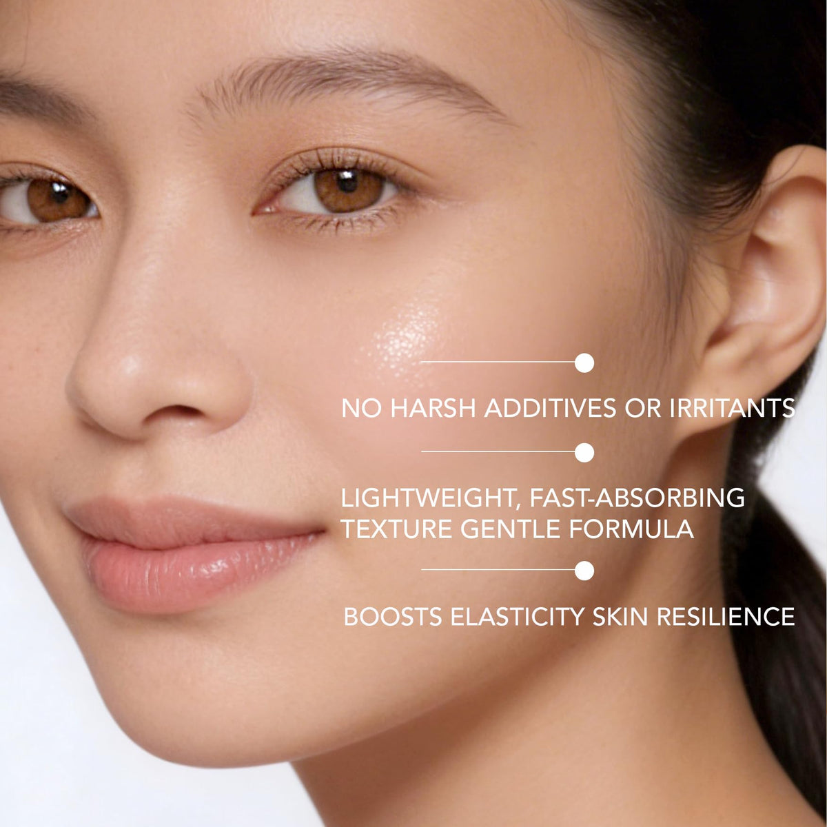 LEADERS ampoule texture on skin close-up, shows lightweight fast absorption