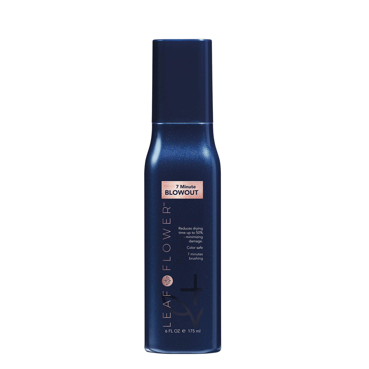 LEAF & FLOWER front packaging of 7 Minute Blowout showing bottle and label benefits