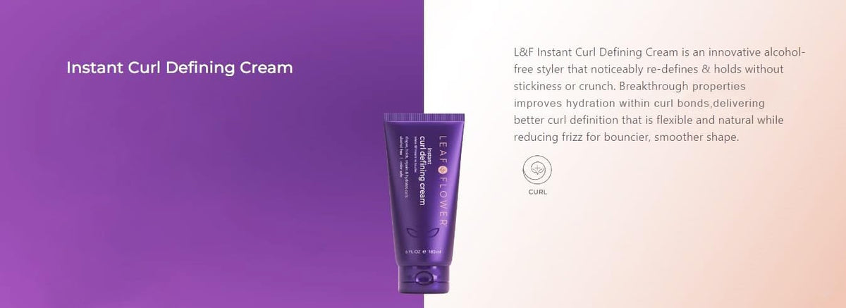 Leaf & Flower in use: applying cream to curly hair for defined, frizz-reduced curls