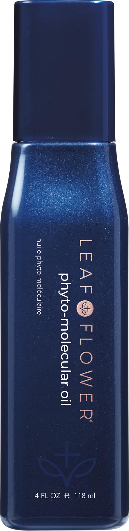 Leaf & Flower blue bottle front view showing branded packaging and travel-friendly size
