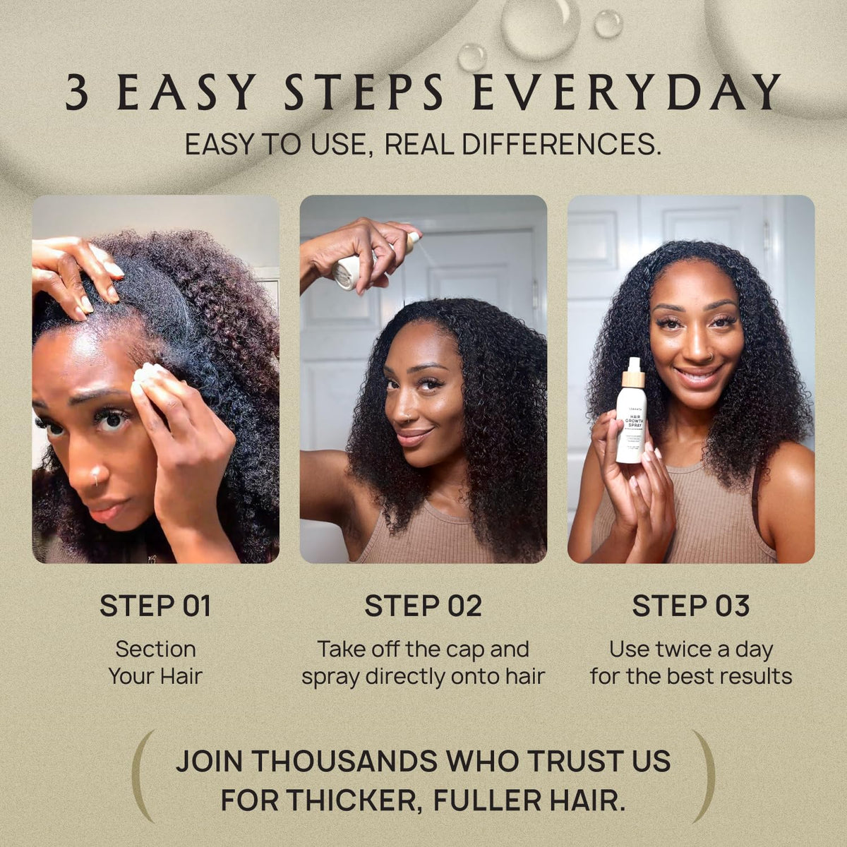 Lebanta application on scalp demonstration for quick absorption and manageability