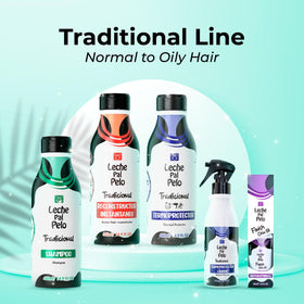 Leche Pal Pelo on bathroom shelf with blow dryer showing ready-to-style benefit