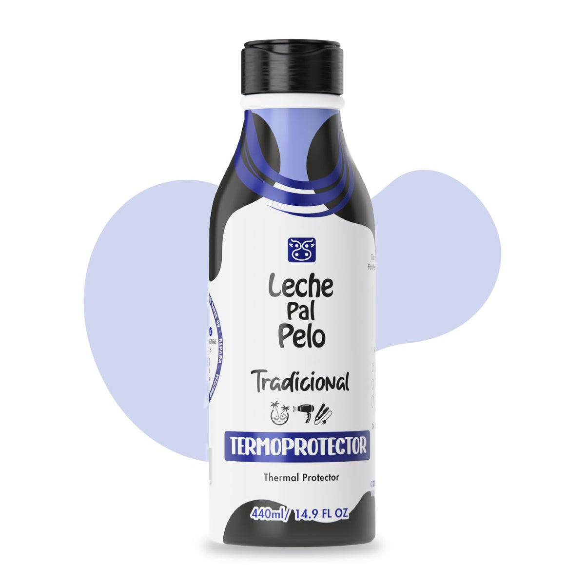 Leche Pal Pelo front packaging jar showing product size and label benefit