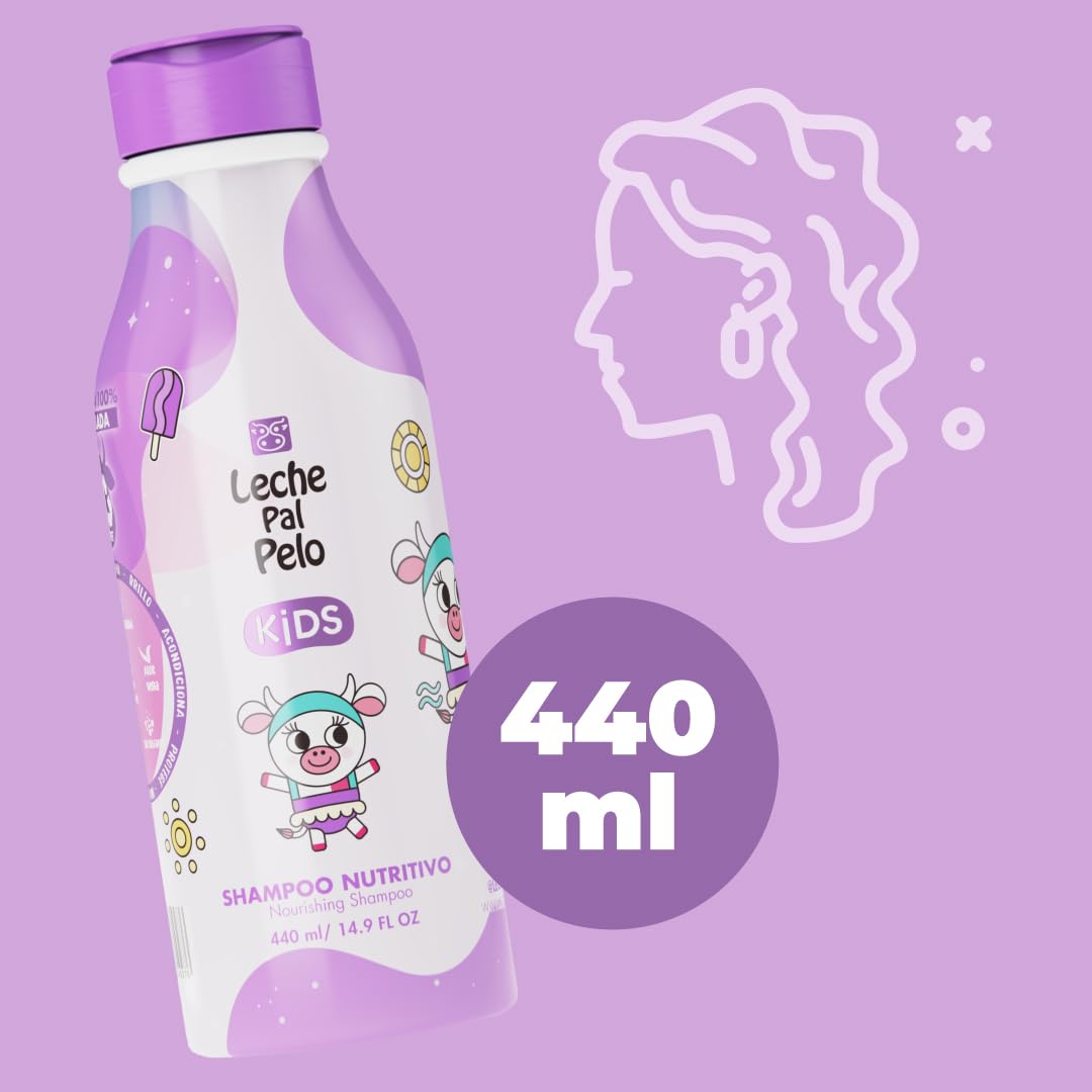 Leche Pal Pelo bottle beside jojoba and coconut milk ingredients