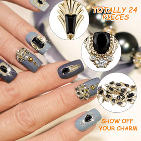 Leelosp charms on acrylic nail example demonstrating dramatic accent and professional finish