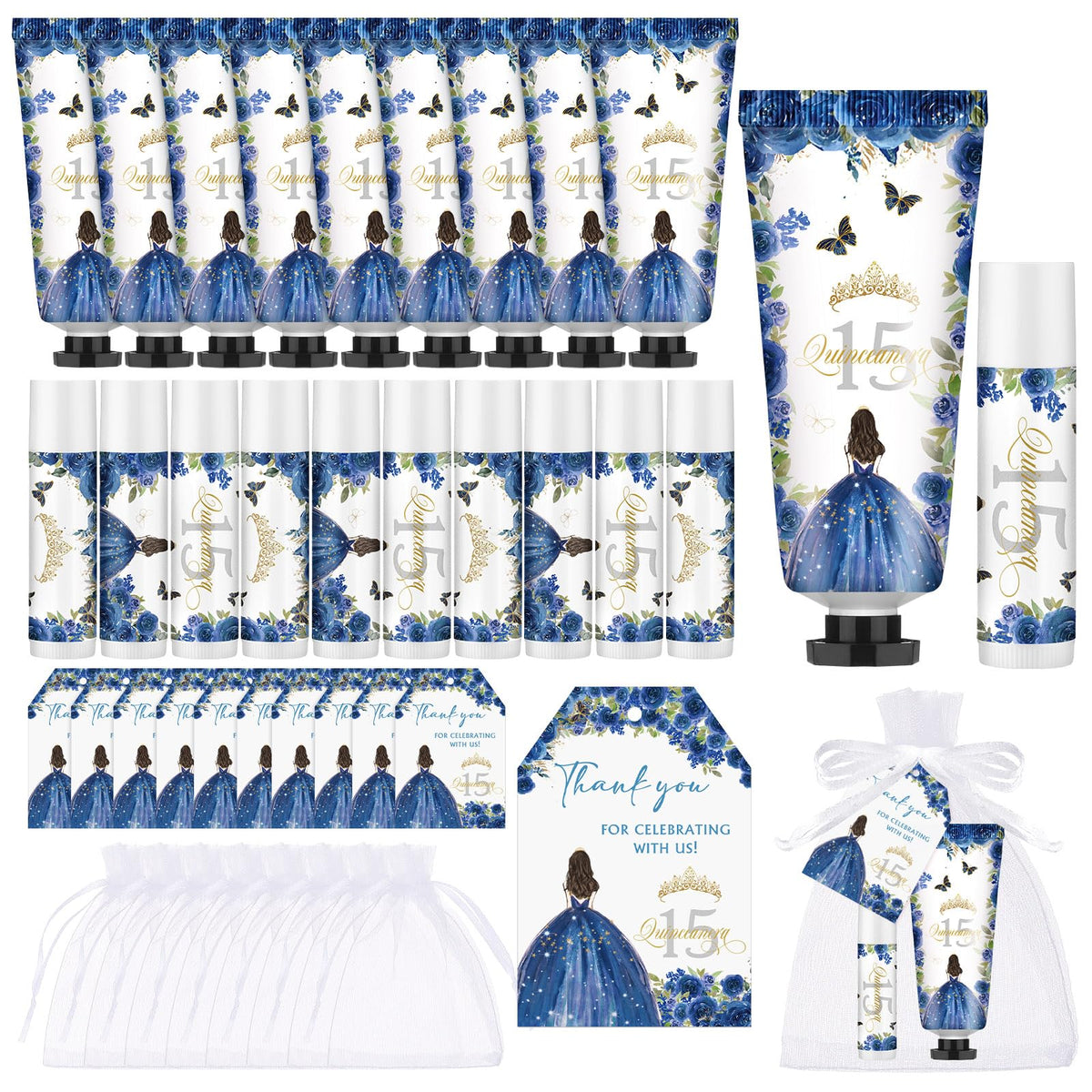 Leelosp front packaging showing complete blue favor set and neat presentation benefit