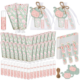Leelosp front packaging showing pink floral design and complete favor set