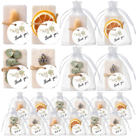 Leelosp front packaging showing 24 soap favor sets and neat presentation benefit
