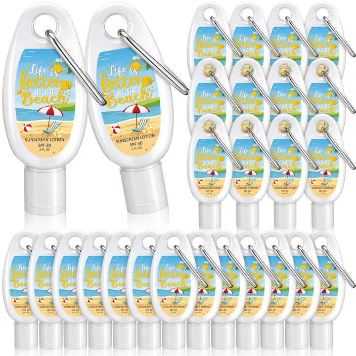 Leelosp front packaging showing 15 white mini sunscreen bottles and instant gifting appeal