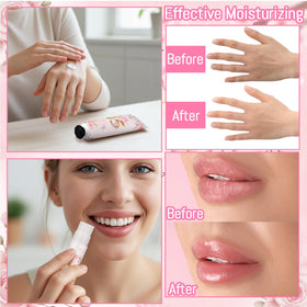 Leelosp lip balm detail highlighting label and smooth cherry blossom hydration