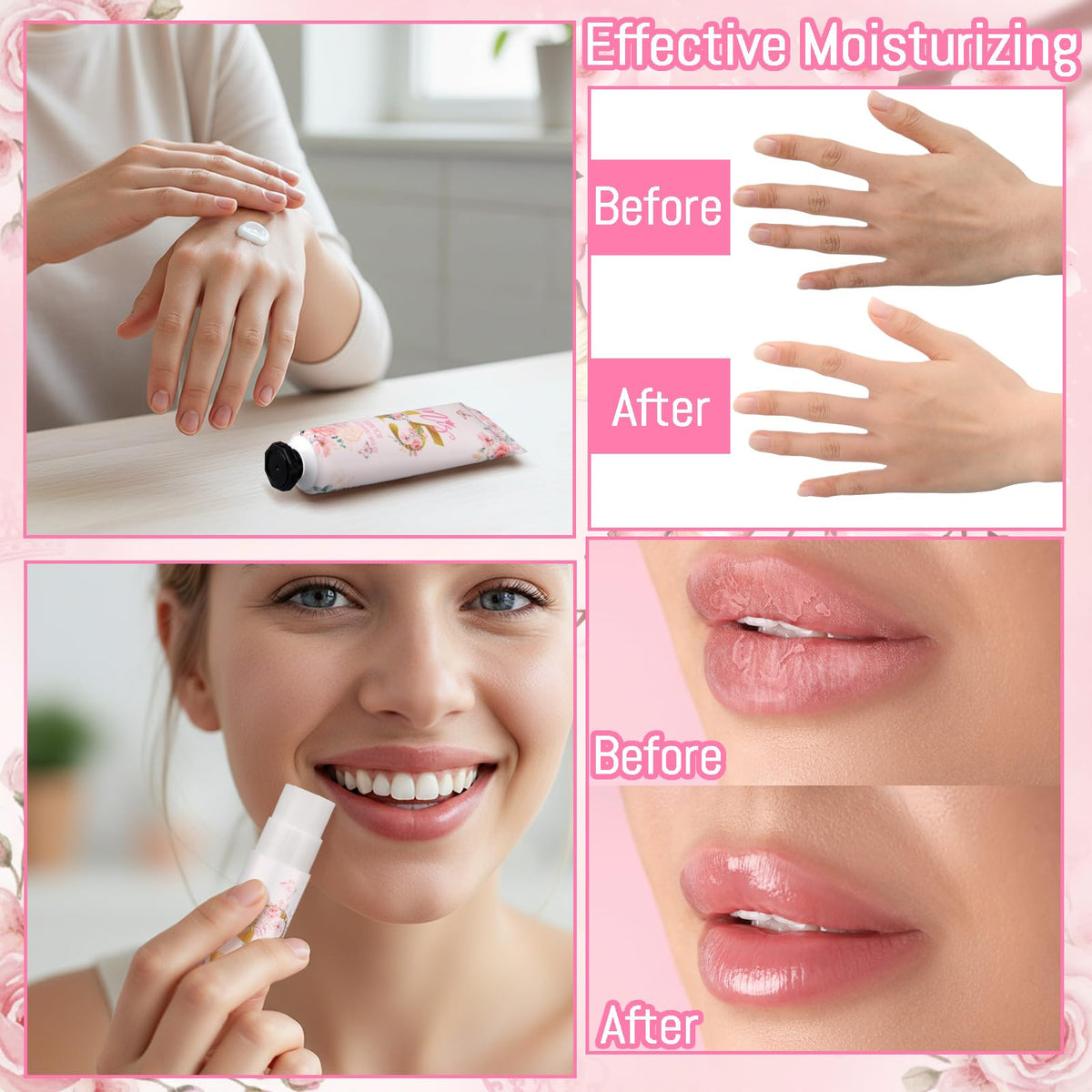 Leelosp lip balm detail with pink cap and label for easy purse use benefit