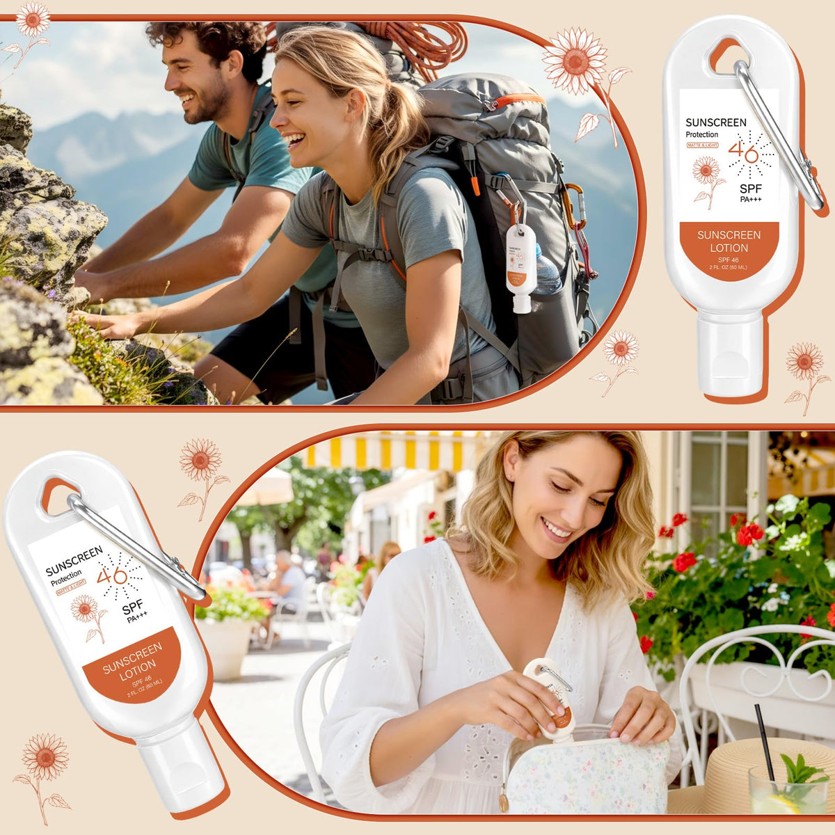 Leelosp open cap dispensing sunscreen demonstrating easy application