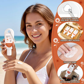 Leelosp tube held in hand illustrating compact 2 oz travel size