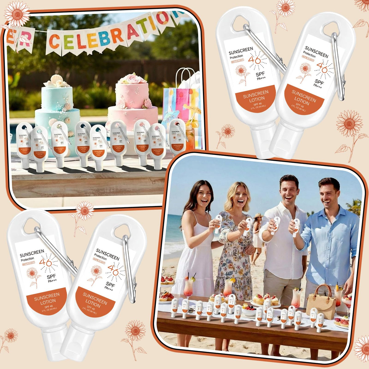 Leelosp tubes arranged as wedding favors offering practical guest gift