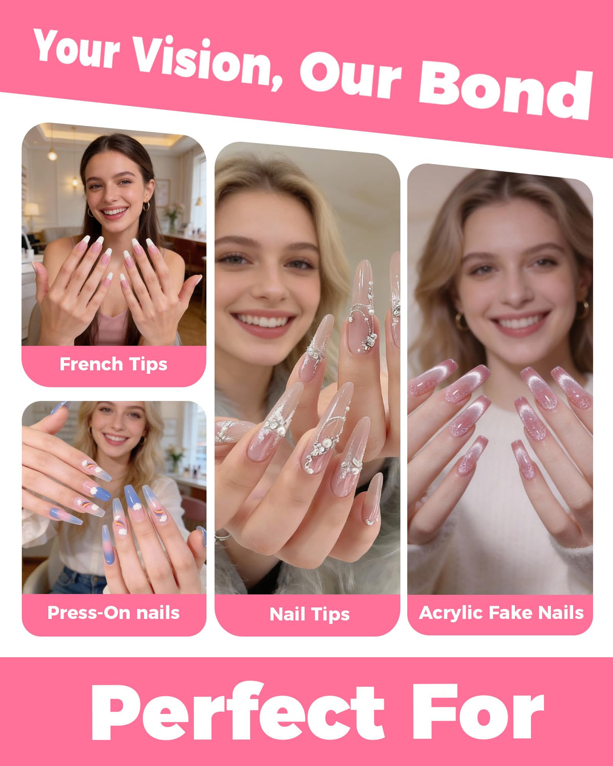 LEENEXUS bonded nail after 60 seconds illustrating strong hold and finished look