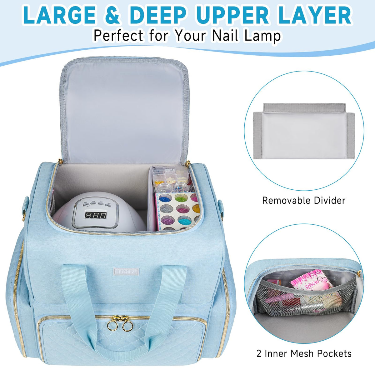 LEFOR·Z removable trays holding 80 polish bottles for secure transport