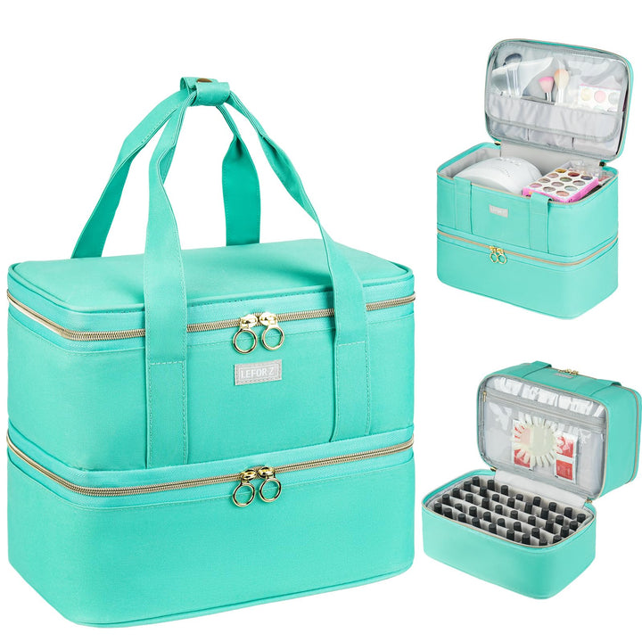 LEFOR·Z front view of mint green organizer showing design and zippers for stylish protection