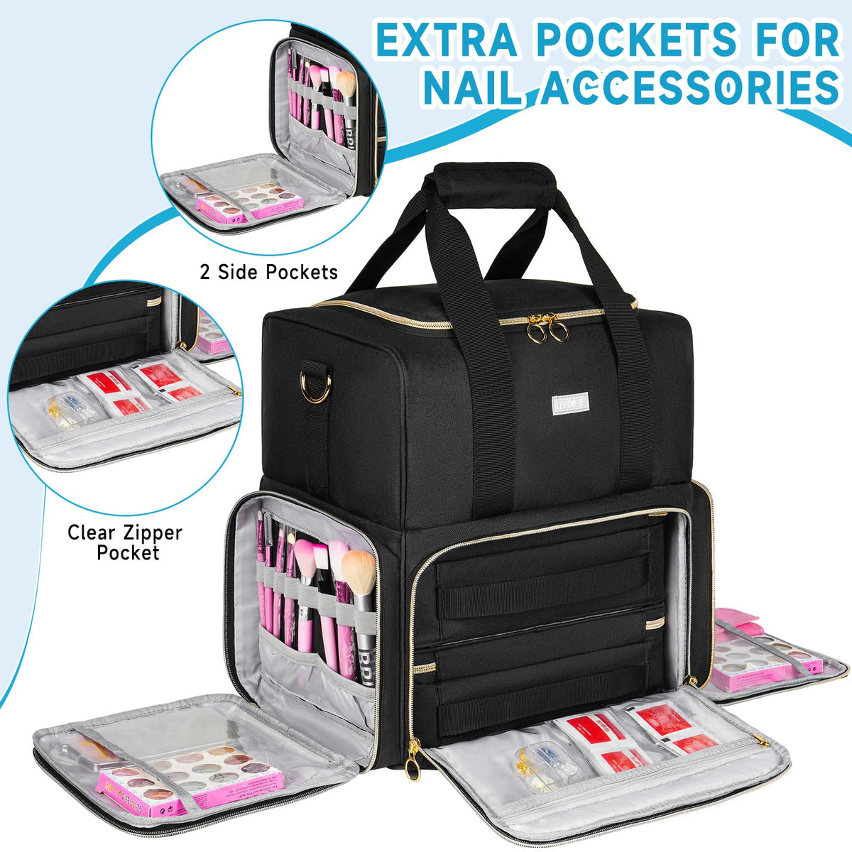 LEFOR·Z carried on shoulder for easy portable nail service