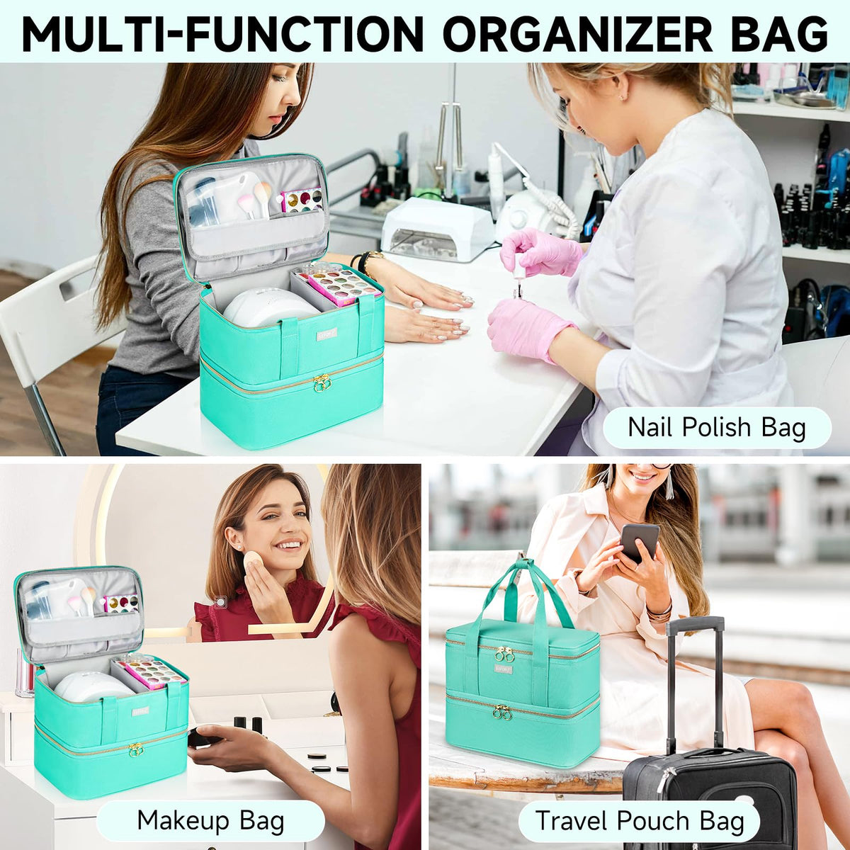 LEFOR·Z in a travel scene demonstrating portability and protection for on-the-go manicures
