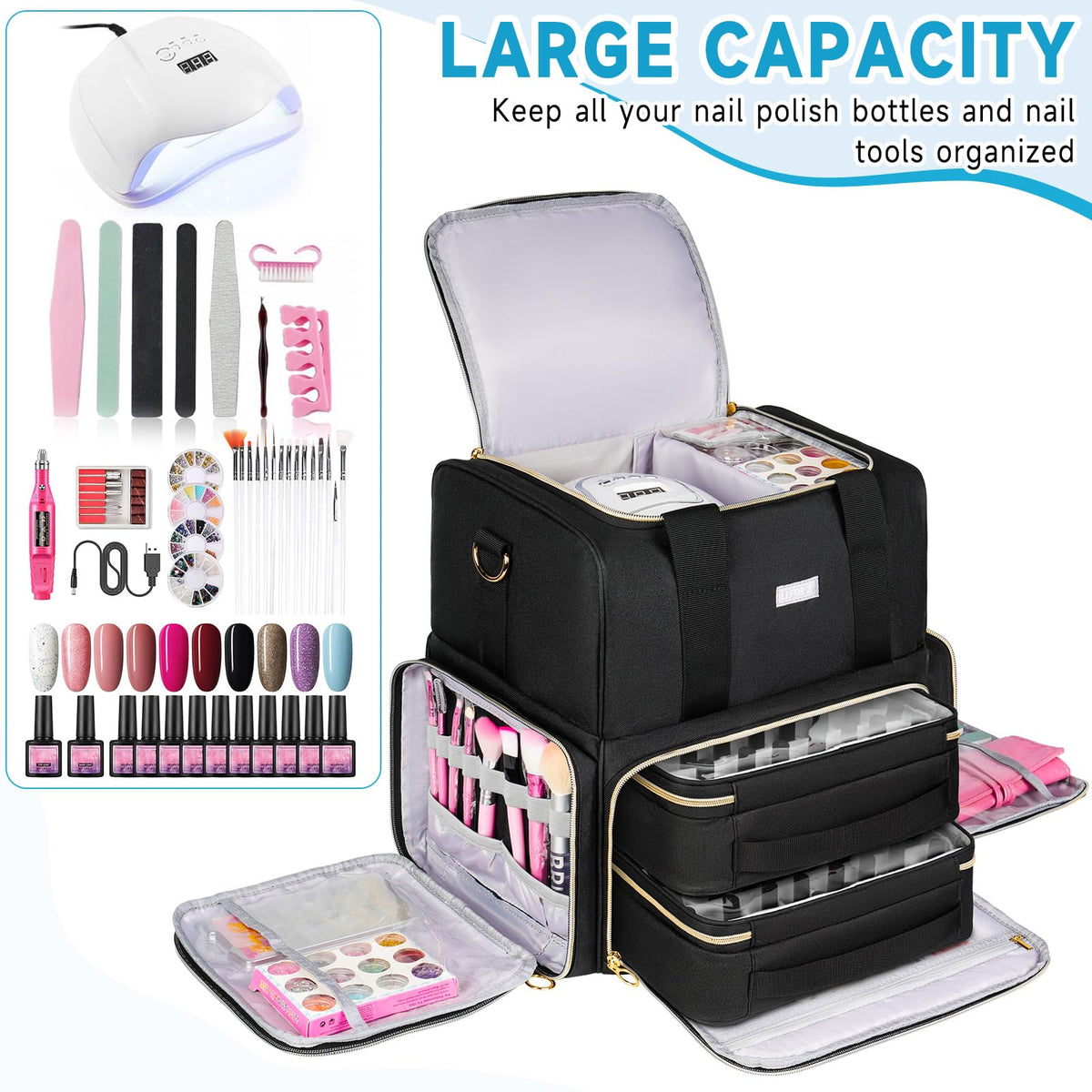 LEFOR·Z open top displaying top compartment and removable divider benefits