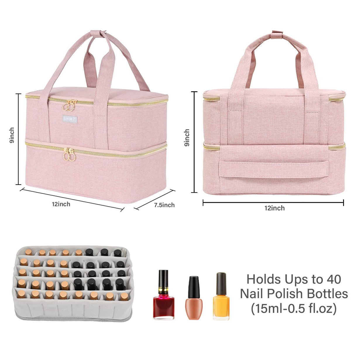 LEFOR·Z open top compartment with nail lamp secured, keeping tools organized