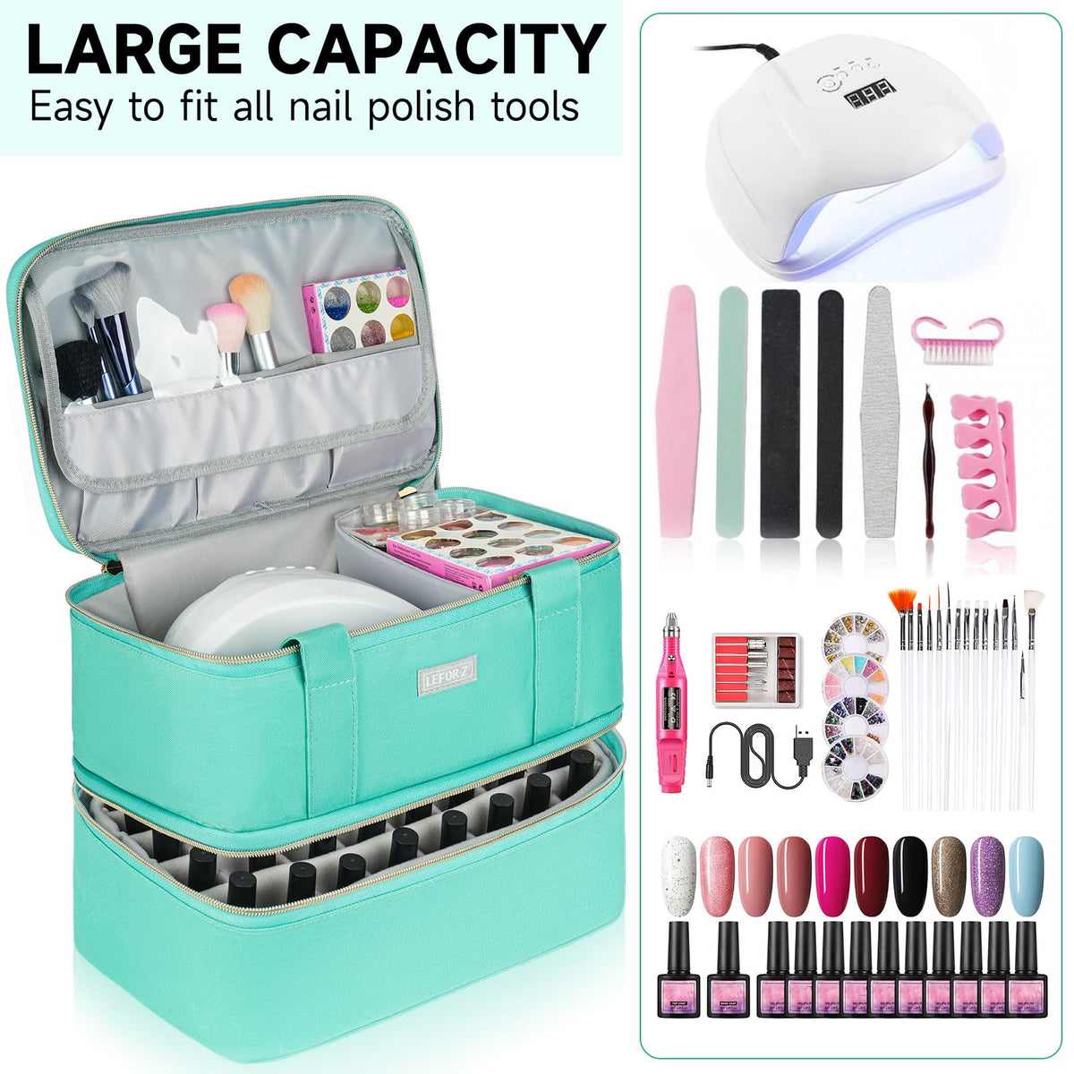LEFOR·Z top compartment with LED lamp installed showing neat lamp and tool storage