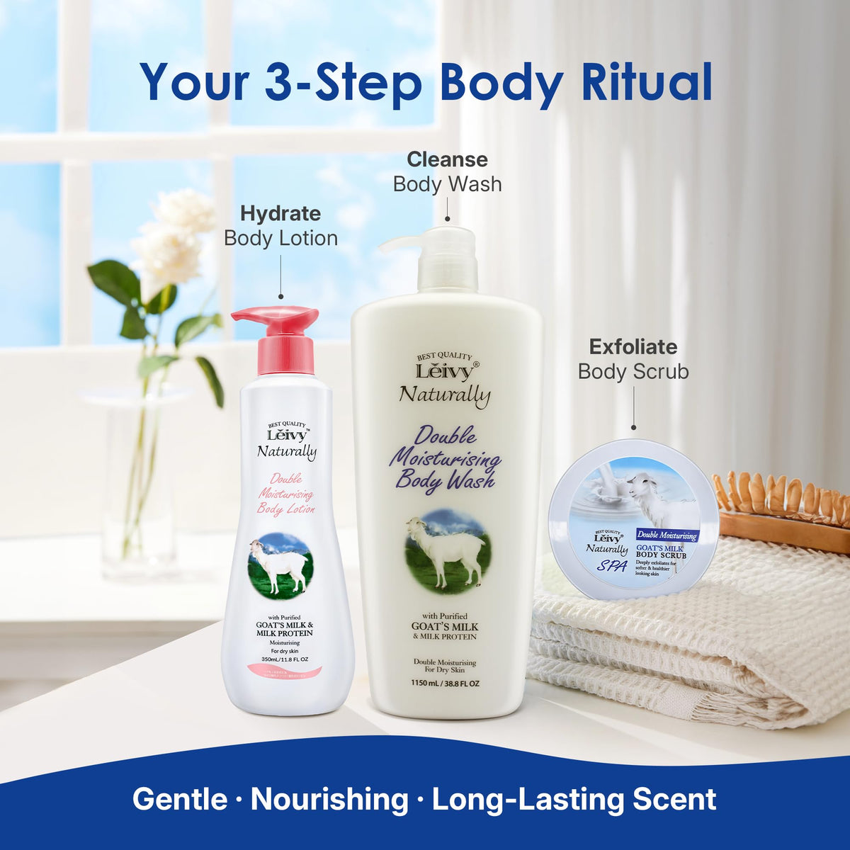 Leivy floral and vanilla notes with flowers representing soothing fragrance