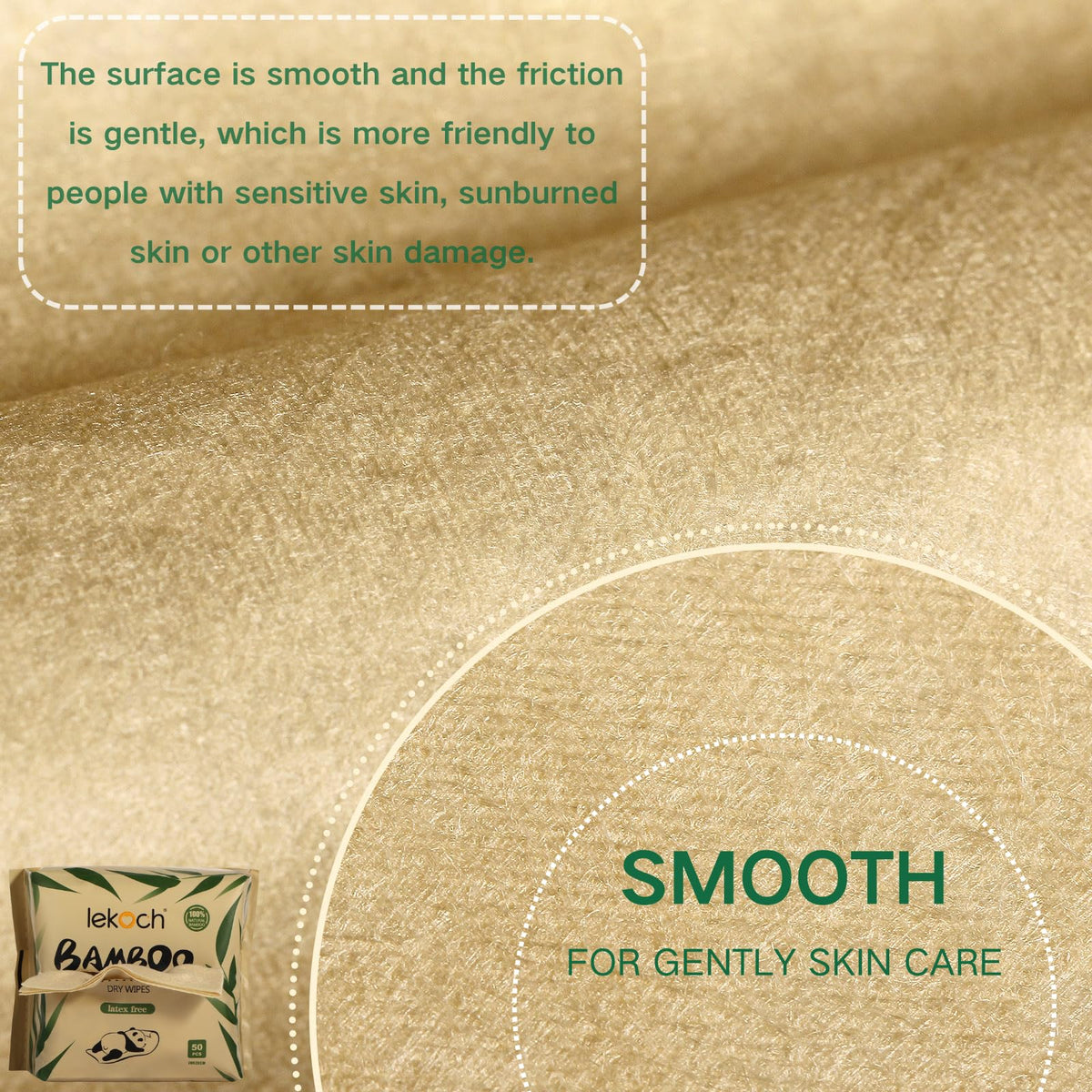 LEKOCH product label close-up showing bamboo material and compostable benefit