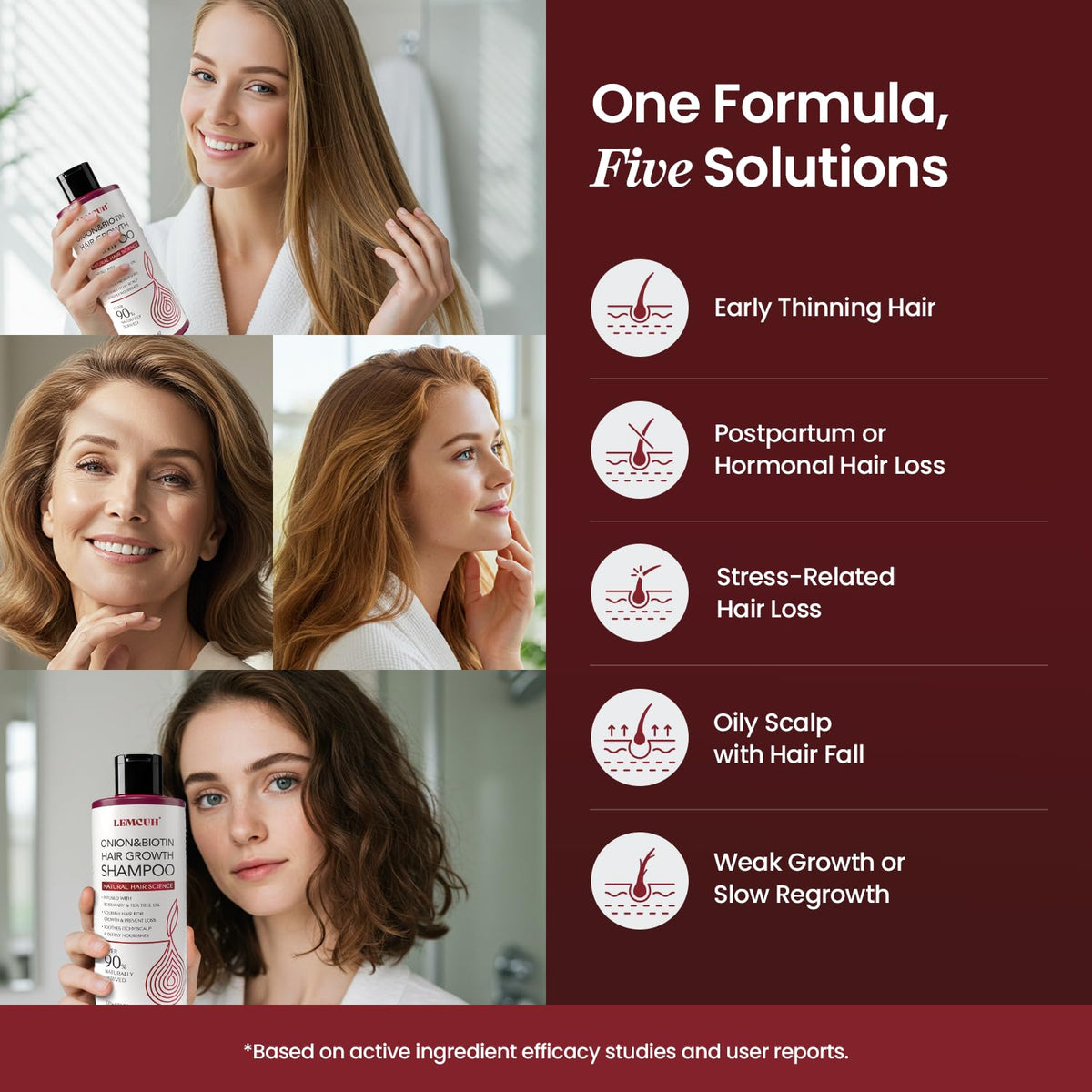 Lemcuh ingredient collage with onion and biotin for strength