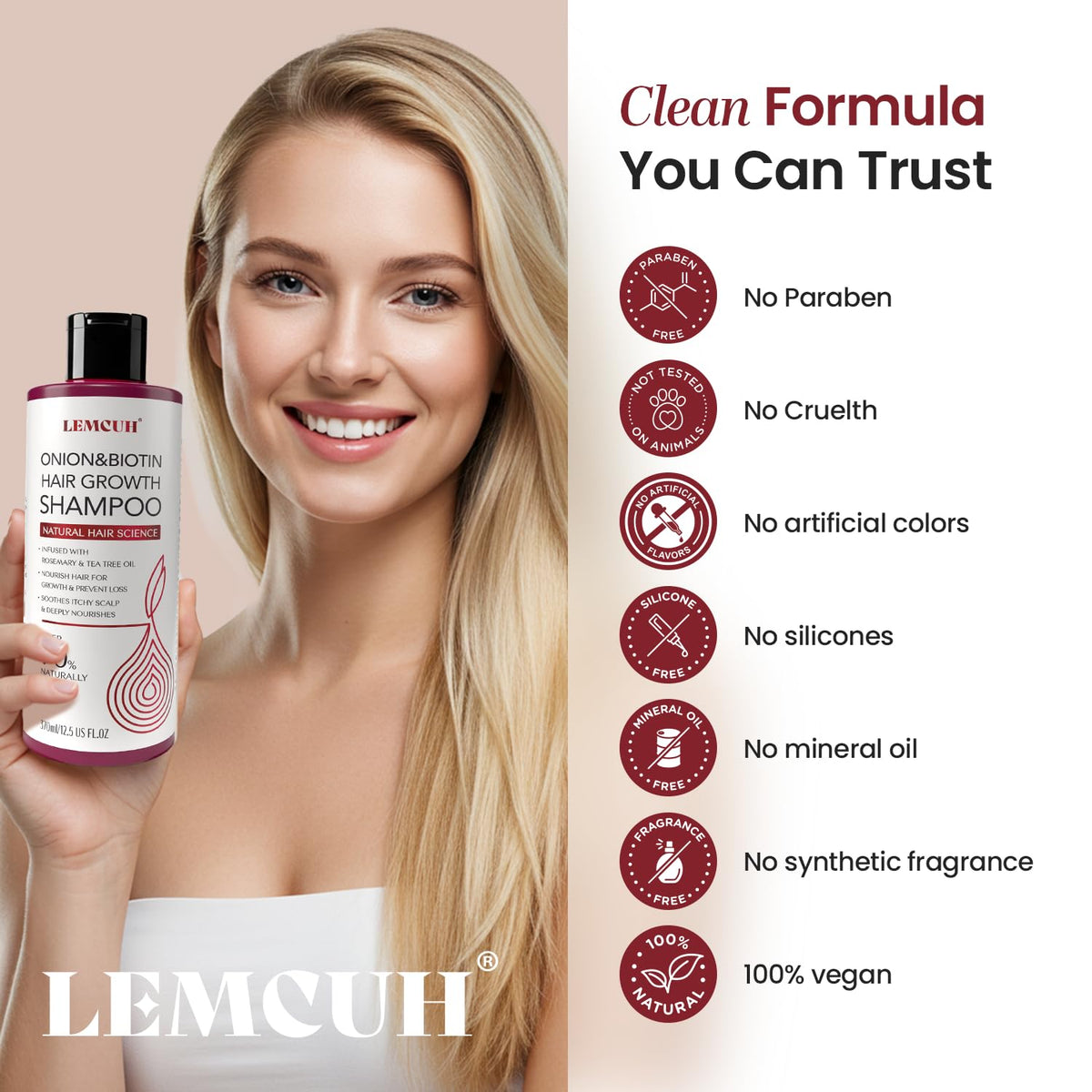 Lemcuh bottle staged on bathroom shelf suggesting daily routine convenience